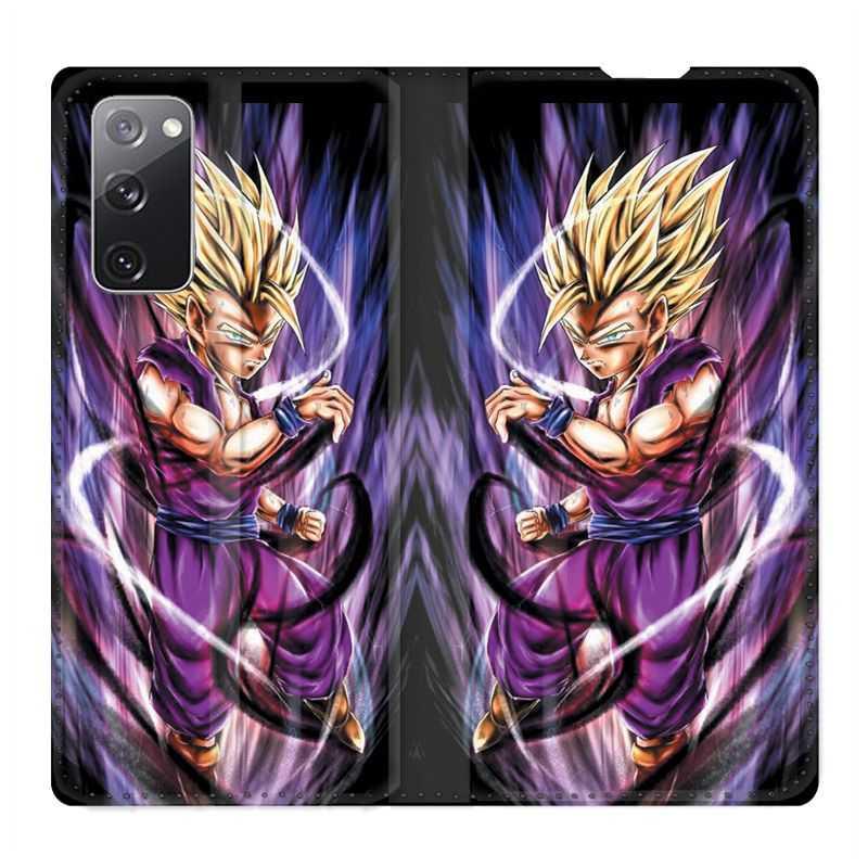 Housse Cuir Portefeuille Pour Samsung Galaxy S20 FE / S20FE Manga Dragon Ball Sangohan Violet