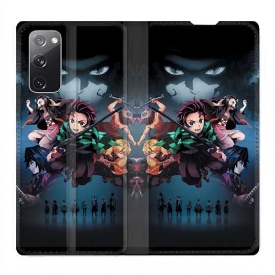Housse Cuir Portefeuille Pour Samsung Galaxy S20 FE / S20FE Manga Demon Slayer Noir