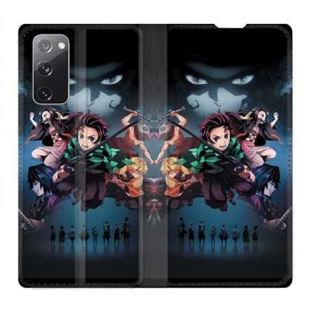Housse Cuir Portefeuille Pour Samsung Galaxy S20 FE / S20FE Manga Demon Slayer Noir