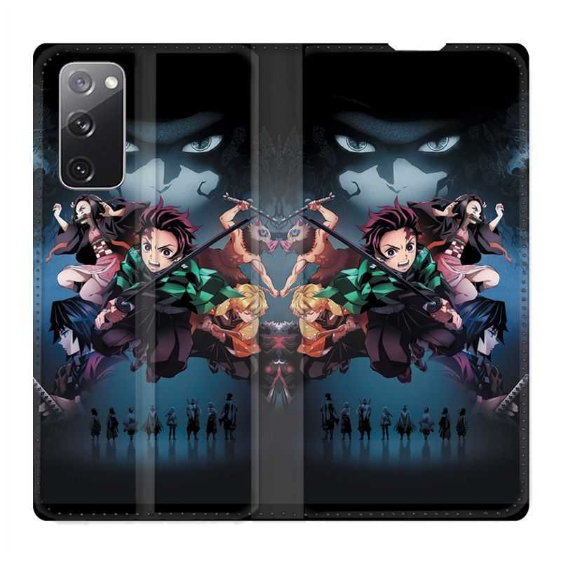 Housse Cuir Portefeuille Pour Samsung Galaxy S20 FE / S20FE Manga Demon Slayer Noir