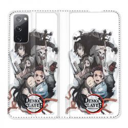 Housse Cuir Portefeuille Pour Samsung Galaxy S20 FE / S20FE Manga Demon Slayer Blanc