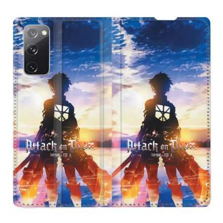 Housse Cuir Portefeuille Pour Samsung Galaxy S20 FE / S20FE Manga Attaque Titans Soleil