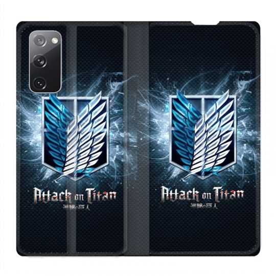 Housse Cuir Portefeuille Pour Samsung Galaxy S20 FE / S20FE Manga Attaque Titans Noir