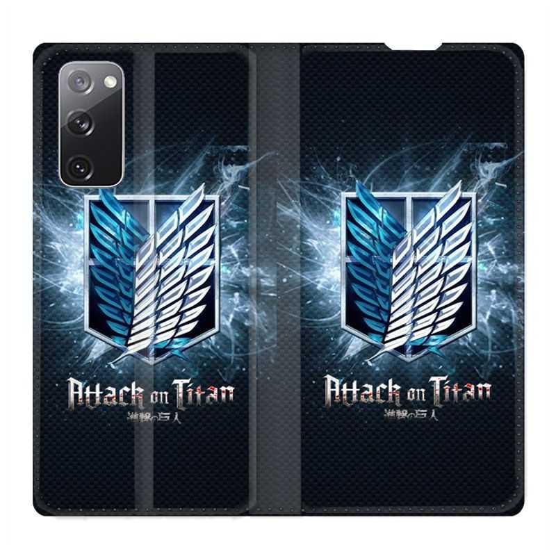Housse Cuir Portefeuille Pour Samsung Galaxy S20 FE / S20FE Manga Attaque Titans Noir