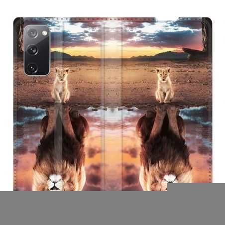 Housse Cuir Portefeuille Pour Samsung Galaxy S20 FE / S20FE Lion Reflet