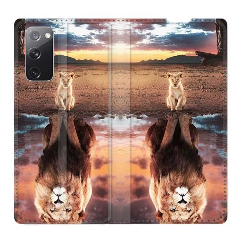 Housse Cuir Portefeuille Pour Samsung Galaxy S20 FE / S20FE Lion Reflet