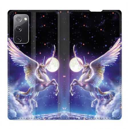 Housse Cuir Portefeuille Pour Samsung Galaxy S20 FE / S20FE Licorne Céleste
