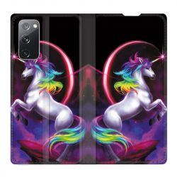 Housse Cuir Portefeuille Pour Samsung Galaxy S20 FE / S20FE Licorne Arc en ciel