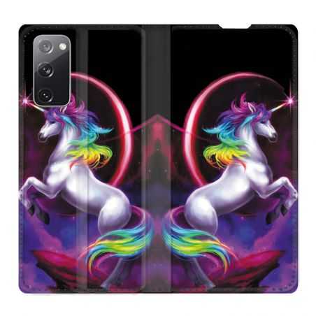 Housse Cuir Portefeuille Pour Samsung Galaxy S20 FE / S20FE Licorne Arc en ciel