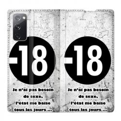 Housse Cuir Portefeuille Pour Samsung Galaxy S20 FE / S20FE Humour 18 Ans