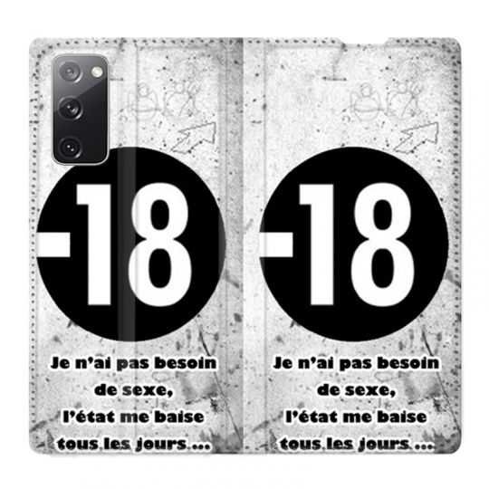 Housse Cuir Portefeuille Pour Samsung Galaxy S20 FE / S20FE Humour 18 Ans