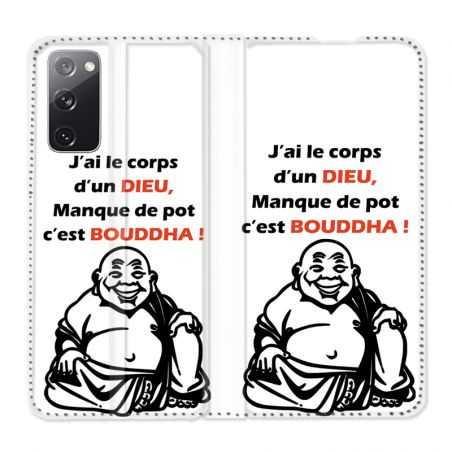 Housse Cuir Portefeuille Pour Samsung Galaxy S20 FE / S20FE Humour Bouddha