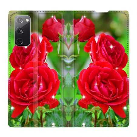 Housse Cuir Portefeuille Pour Samsung Galaxy S20 FE / S20FE Fleur Rose Rouge