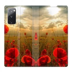 Housse Cuir Portefeuille Pour Samsung Galaxy S20 FE / S20FE Fleur Coquelicot