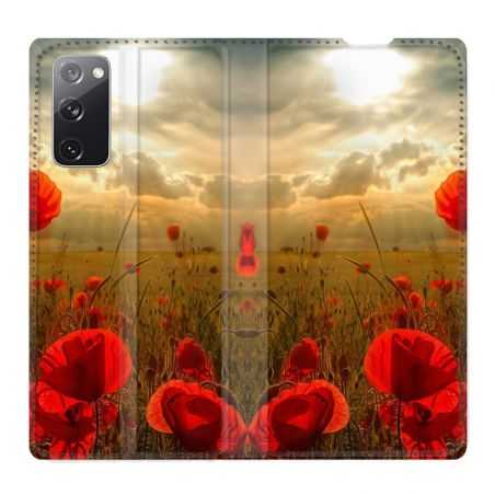 Housse Cuir Portefeuille Pour Samsung Galaxy S20 FE / S20FE Fleur Coquelicot