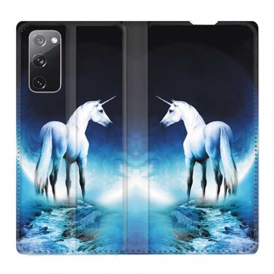 Housse Cuir Portefeuille Pour Samsung Galaxy S20 FE / S20FE Licorne Lune
