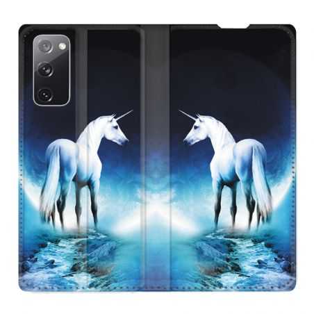 Housse Cuir Portefeuille Pour Samsung Galaxy S20 FE / S20FE Licorne Lune