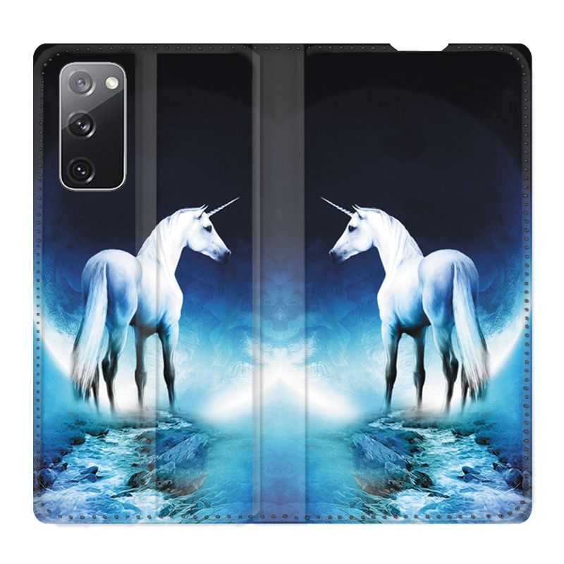 Housse Cuir Portefeuille Pour Samsung Galaxy S20 FE / S20FE Licorne Lune
