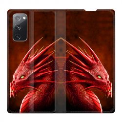 Housse Cuir Portefeuille Pour Samsung Galaxy S20 FE / S20FE Dragon Rouge