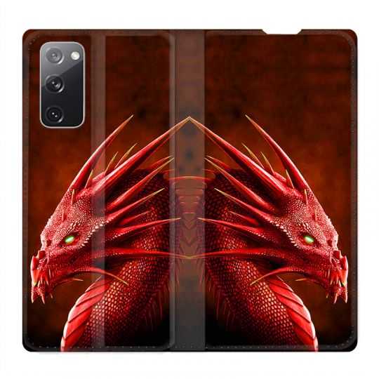 Housse Cuir Portefeuille Pour Samsung Galaxy S20 FE / S20FE Dragon Rouge