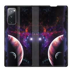 Housse Cuir Portefeuille Pour Samsung Galaxy S20 FE / S20FE Planete Rouge