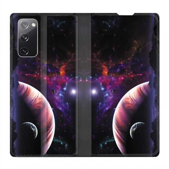 Housse Cuir Portefeuille Pour Samsung Galaxy S20 FE / S20FE Planete Rouge