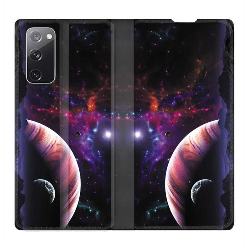 Housse Cuir Portefeuille Pour Samsung Galaxy S20 FE / S20FE Planete Rouge