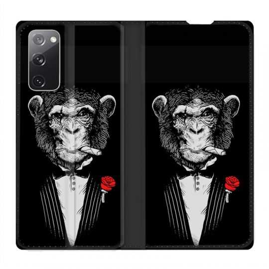 Housse Cuir Portefeuille Pour Samsung Galaxy S20 FE / S20FE Decale Singe Mafia