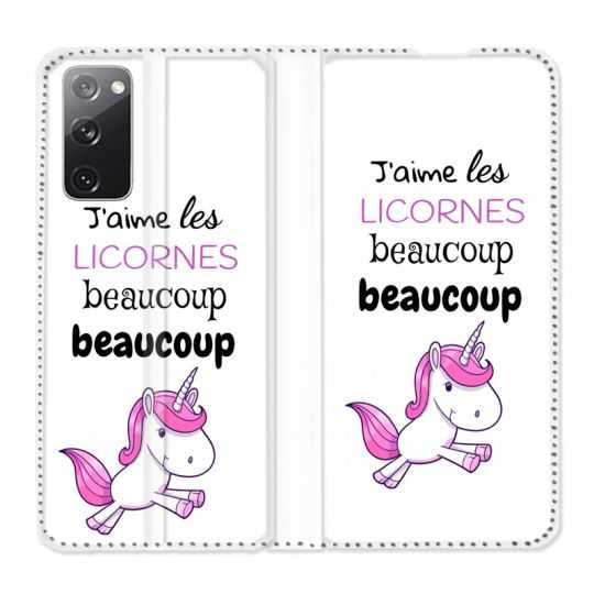Housse Cuir Portefeuille Pour Samsung Galaxy S20 FE / S20FE Decale Licornes