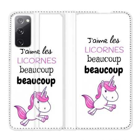 Housse Cuir Portefeuille Pour Samsung Galaxy S20 FE / S20FE Decale Licornes
