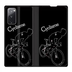 Housse Cuir Portefeuille Pour Samsung Galaxy S20 FE / S20FE Cyclisme Ombre Blanche