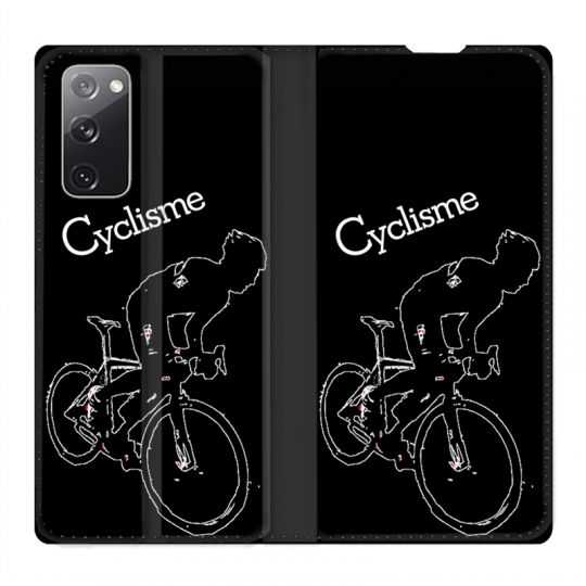 Housse Cuir Portefeuille Pour Samsung Galaxy S20 FE / S20FE Cyclisme Ombre Blanche