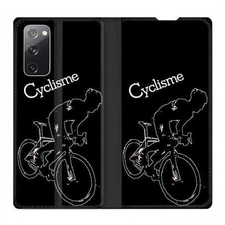 Housse Cuir Portefeuille Pour Samsung Galaxy S20 FE / S20FE Cyclisme Ombre Blanche