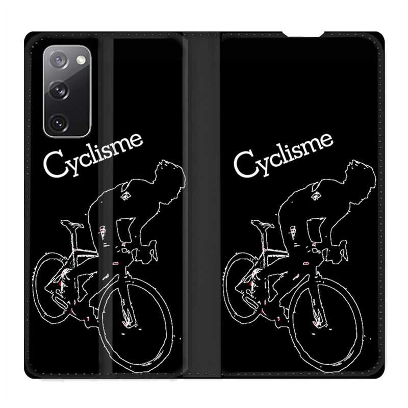 Housse Cuir Portefeuille Pour Samsung Galaxy S20 FE / S20FE Cyclisme Ombre Blanche