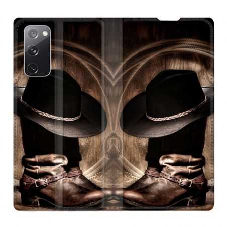 Housse Cuir Portefeuille Pour Samsung Galaxy S20 FE / S20FE Cow Boy Chapeau