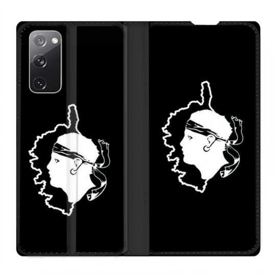 Housse Cuir Portefeuille Pour Samsung Galaxy S20 FE / S20FE Corse Noir