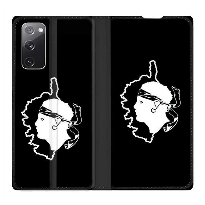 Housse Cuir Portefeuille Pour Samsung Galaxy S20 FE / S20FE Corse Noir