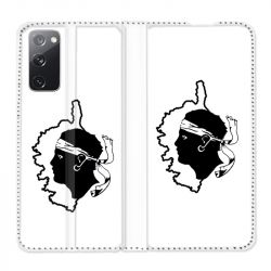 Housse Cuir Portefeuille Pour Samsung Galaxy S20 FE / S20FE Corse Blanc