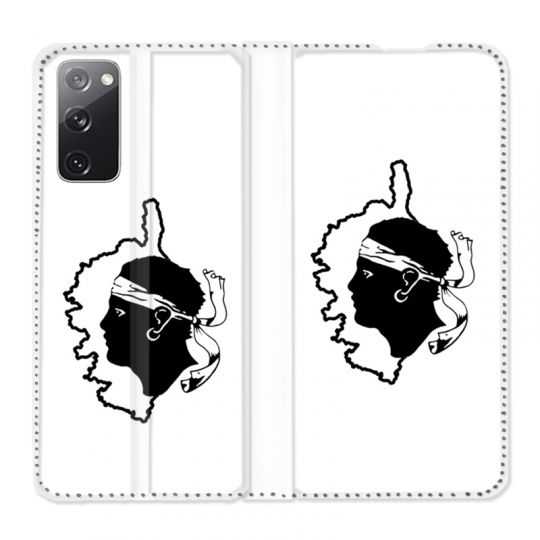 Housse Cuir Portefeuille Pour Samsung Galaxy S20 FE / S20FE Corse Blanc