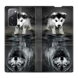 Housse Cuir Portefeuille Pour Samsung Galaxy S20 FE / S20FE Chien Reflet