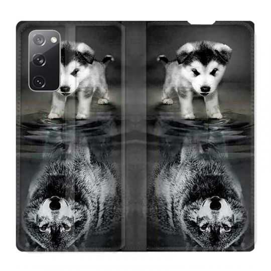 Housse Cuir Portefeuille Pour Samsung Galaxy S20 FE / S20FE Chien Reflet