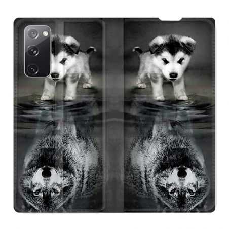 Housse Cuir Portefeuille Pour Samsung Galaxy S20 FE / S20FE Chien Reflet