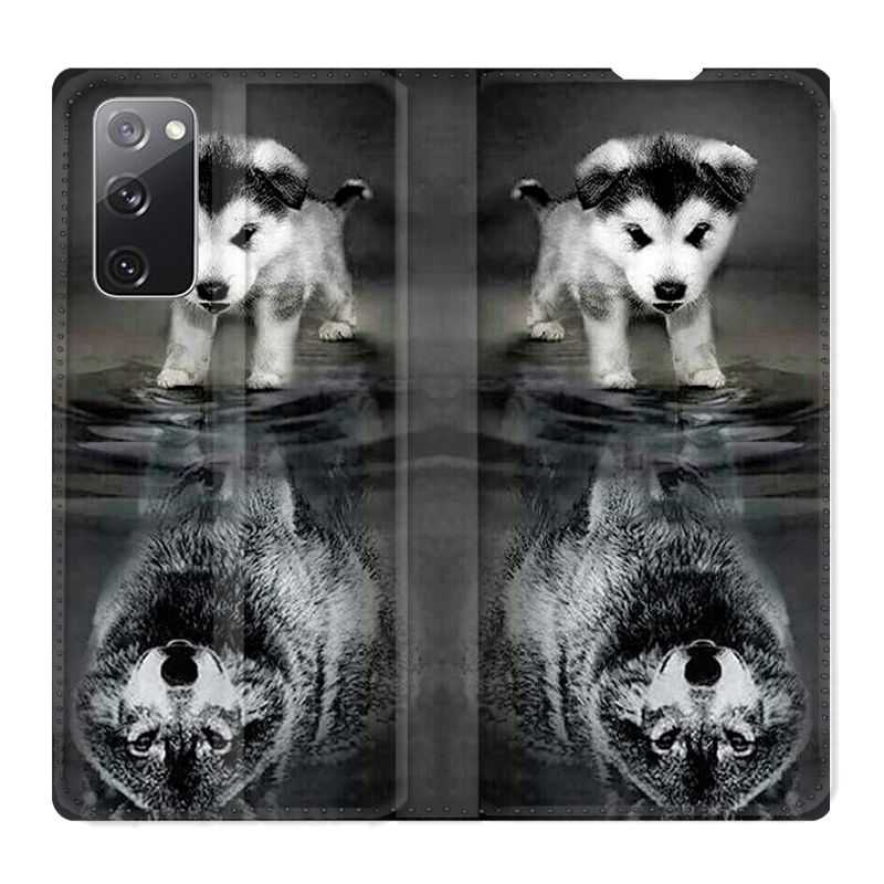 Housse Cuir Portefeuille Pour Samsung Galaxy S20 FE / S20FE Chien Reflet