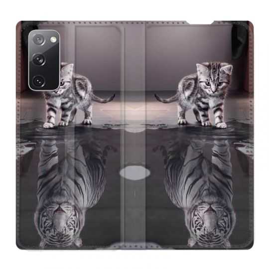 Housse Cuir Portefeuille Pour Samsung Galaxy S20 FE / S20FE Chat Reflet