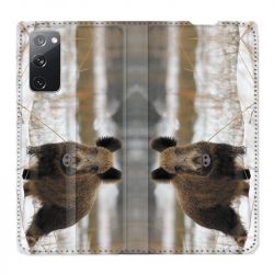 Housse Cuir Portefeuille Pour Samsung Galaxy S20 FE / S20FE Chasse Sanglier Neige