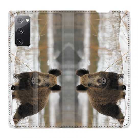 Housse Cuir Portefeuille Pour Samsung Galaxy S20 FE / S20FE Chasse Sanglier Neige