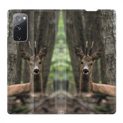 Housse Cuir Portefeuille Pour Samsung Galaxy S20 FE / S20FE Chasse Chevreuil Bois