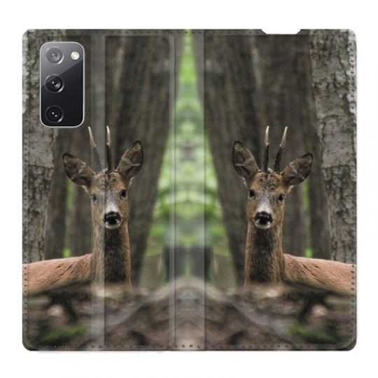 Housse Cuir Portefeuille Pour Samsung Galaxy S20 FE / S20FE Chasse Chevreuil Bois