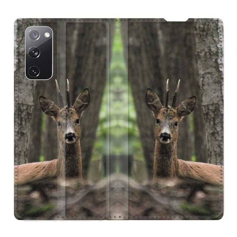 Housse Cuir Portefeuille Pour Samsung Galaxy S20 FE / S20FE Chasse Chevreuil Bois