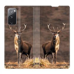 Housse Cuir Portefeuille Pour Samsung Galaxy S20 FE / S20FE Chasse Chevreuil Blanc